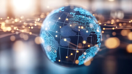 Aufkleber - Digital world globe centered on africa global network and connectivity concept