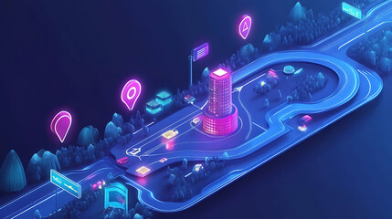 Poster - Digital transformation roadmap with key milestones and objectives integrating technology into business