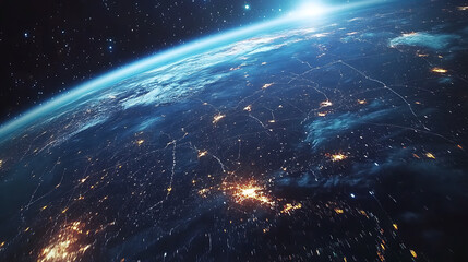Leinwandbilder - Global network connectivity and highspeed data transfer on digital earth technology concept