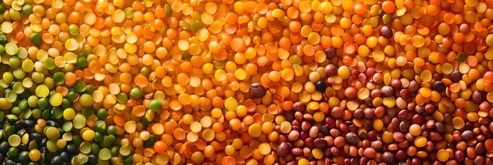 Aufkleber - An array of vibrant beans, lentils, and seeds is artistically arranged to form an intricate abstract pattern, showcasing rich colors and textures. Generative AI