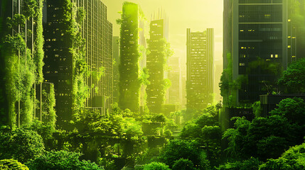 Aufkleber - Green engineering utopia sustainable urban development and innovative projects concept illustration
