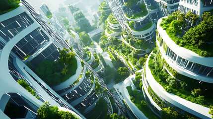 Poster - Green engineering utopia sustainable urban development and innovative projects concept illustration