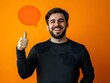 © bvbflo1 - A man giving thumbs up with an orange speech bubble on orange background