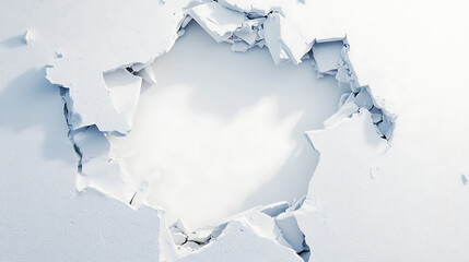 Aufkleber - Jagged hole torn through blank white wall isolated cutout abstract damage concept