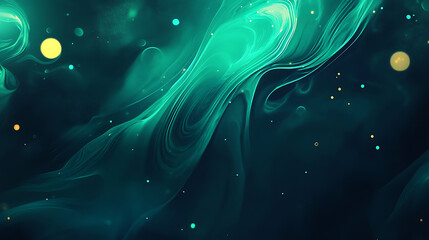 Fototapete - Mysterious dark gradient background with glowing bluegreen lights abstract digital art