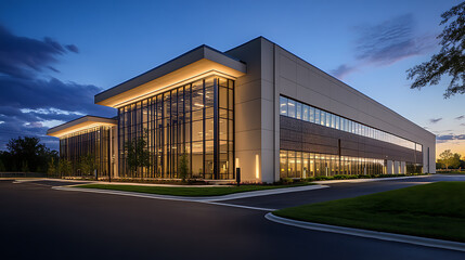 Fototapete - Modern data center building exterior architecture photo