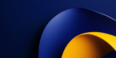 Aufkleber - Abstract yellow and blue curved shapes creating a modern and minimalist design