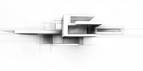 Aufkleber - Abstract architectural drawing showing modern house design