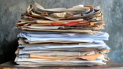 Poster - Neat stack of important business documents and papers on office desk administration and paperwork concept