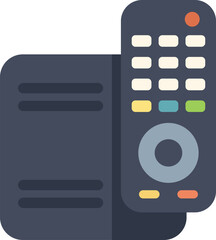Poster - this vector illustration features a contemporary tv set top box receiver with a remote control, perf