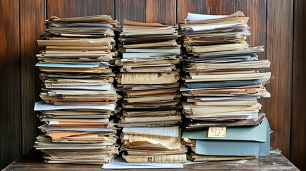 Aufkleber - Neat stack of important business documents and papers on office desk administration and paperwork concept