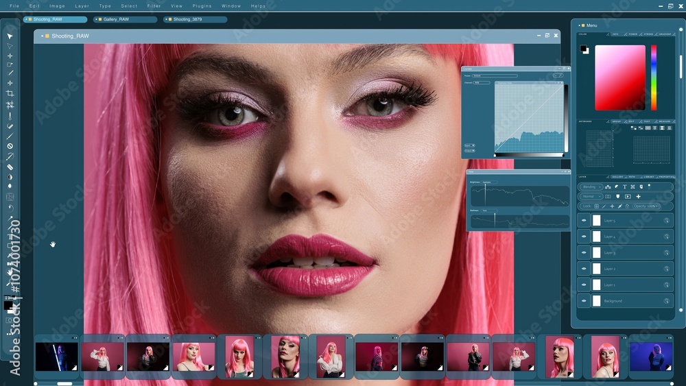 Photo Stock Graphics editor software interface used for professionally ...