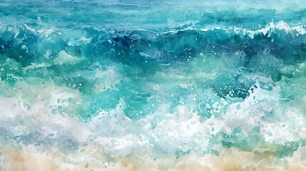 Poster - Tranquil turquoise water texture with soft blurred effect abstract ocean background watercolor illustration