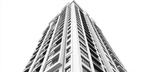 Poster - Modern residential building reaching for the sky on white background