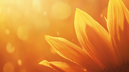 Aufkleber - Sunflower petal in the foreground, bathed in the warm glow of sunlight background is soft orange gradient that transitions from light to dark creating an atmosphere reminiscent of sunset