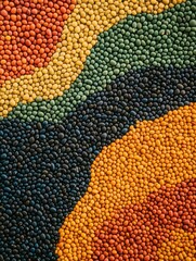Poster - A striking abstract arrangement showcases an array of colorful beans, lentils, and seeds, creating a vibrant visual display. Generative AI
