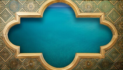 Wall Mural - Ornate frame reveals blue sea