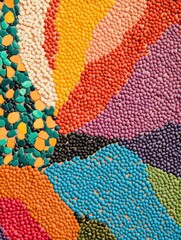 Poster - An intricate arrangement of various beans, lentils, and seeds forms a stunning abstract pattern bursting with color and texture. Generative AI