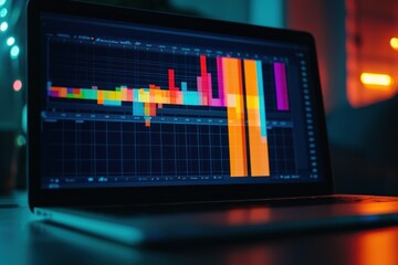 Poster - A Laptop Screen Displays a Colorful Audio Spectrum