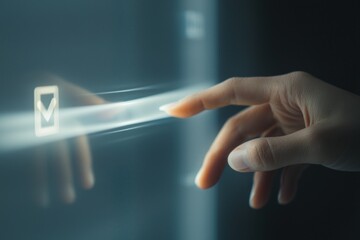 Poster - A Hand Interacting with a Digital Checkmark on a Screen