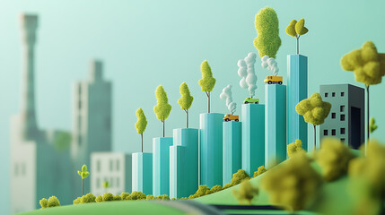 Aufkleber - A detailed ascending bar graph illustrating the growth of CO2 emissions, emphasizing the importance of personal carbon emissions calculation for environmental awareness and action