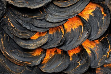 Poster - Abstract Textured Surface of Black and Orange Layers