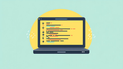 Poster - A laptop with abstract code lines on the screen, symbolizing the concept of learning to code, Ideal for educational content, tech blogs, and coding tutorials