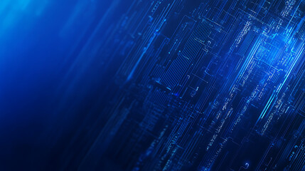 Poster - Blue background with digital technology and blocks for a web banner, business presentation, or tech conference