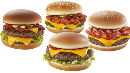 Poster - delicious collection of bacon cheeseburgers arranged creatively generative ai