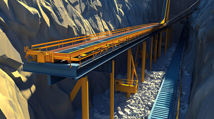 Aufkleber - Conveyor belt at a gold mining plant with shallow ore depth, Conveyor belt concept
