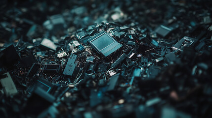 Leinwandbilder - Electronic waste (e-waste), Recycling electronic devices prevents hazardous substances such as lead, mercury, and cadmium from leaching into the environment
