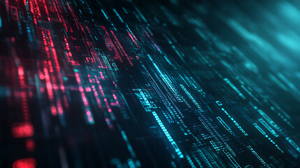Fototapete - Futuristic AI coding agent concept with digital code, artificial intelligence, and tech innovation, Ideal for illustrating advanced technology, machine learning, and programming
