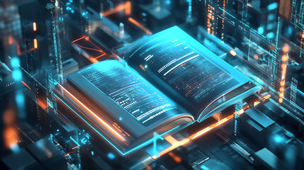 Aufkleber - Modern digital book for learning in digital futuristic style