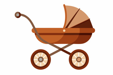 Wall Mural -  Brown baby carriage isolated on a white background