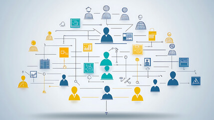 Aufkleber - Abstract business hierarchy structure diagram virtual workflow automation mindmap