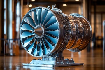 Poster - A Close-Up View of a Large Turbine Engine on Display