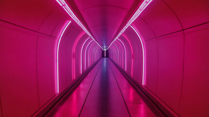 Leinwandbilder - Futuristic sci-fi corridor with neon lighting in a spaceship