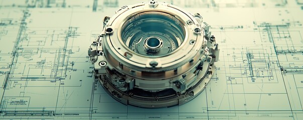 Poster - Close-up of a complex mechanical device with intricate details