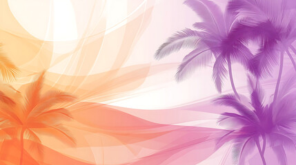 Aufkleber - Abstract banner background with palm trees, sunset and sun rays, pink purple orange and white colors