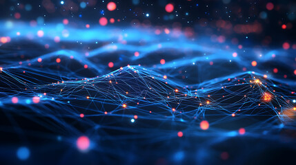 Poster - Abstract digital network map of usa data transfer and connectivity visualization futuristic design
