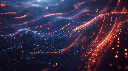 Leinwandbilder - Abstract network connections with glowing nodes and lines on dark blue digital background futuristic technology concept illustration