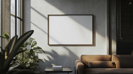 Poster - blank framed a2 poster mockup on stylish apartment wall ready for customization 3d rendering