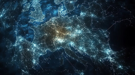 Aufkleber - Digital map of western europe depicting eu network connectivity abstract technology concept illustration