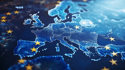 Aufkleber - Digital map of western europe depicting eu network connectivity abstract technology concept illustration