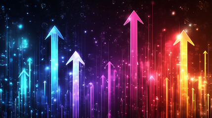 Aufkleber - Futuristic arrow chart rising digital transformation abstract technology background