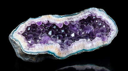 Poster - Glistening amethyst geode semiprecious natural stone crystal macro photography