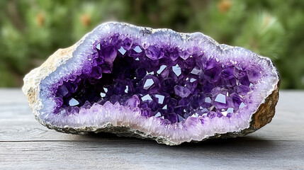 Poster - Glistening amethyst geode semiprecious natural stone crystal macro photography