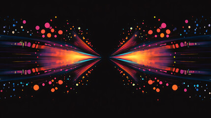 Aufkleber - Graphic design featuring two symmetrical lines of colorful data points, representing the concept and recommendations futuristic style, and digital aesthetics