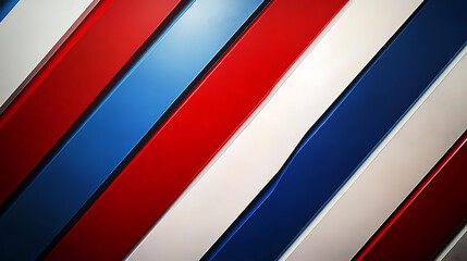 Poster - Illustration of red white and blue diagonal stripes on solid background