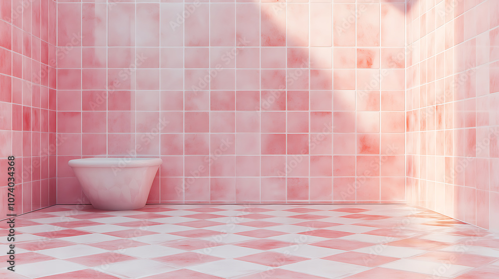Pink Chekered Tile Pink tile wall and checkered floor texture in bathroom ceramic mosaic ...